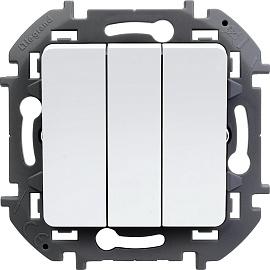 Выключатель трехклавишный INSPIRIA скрытой установки 10A 250В белый 673640 Legrand