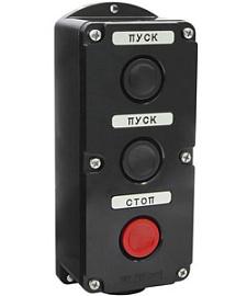 Пост управления ПКЕ 212-3 У3, 10А, 660В, 3 элемента, черный и красный цилиндр, накладной, IP40 (ЭТ) ET519070