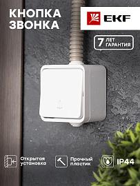 Кнопка звонка одноклавишная Прага 10А IP44 белый EKZ10-026-10-44 EKF Proxima