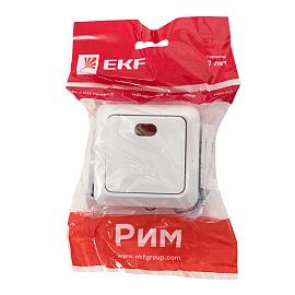 Выключатель одноклавишный с индикатором Рим 10А белый ENV10-121-10 EKF Proxima
