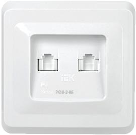 Розетка двухместная RJ45+RJ45 компьютерная РК10-2-ВБ  Cat5e белый ВЕГА (EKV25-K01-DM) IEK