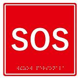Табличка тактильная с пиктограммой "SOS" красный фон 150*150мм MP-010R1 Hostcall