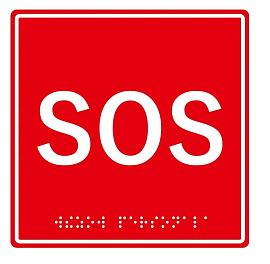 Табличка тактильная с пиктограммой "SOS" красный фон 150*150мм MP-010R1 Hostcall