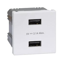 Simon Зарядное устройство 2хUSB, К45, 5 В, 2,1 А, белый K126E-9