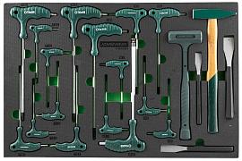 Набор ключей торцевых шестигранных и TORX®, молотков и зубил в EVA ложементе 560х400 мм, 21 H10121SV