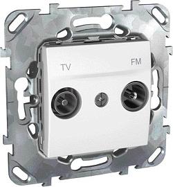 Розетка ТV+FM телевизионная+радио Unica скрытой установки оконечная механизм с накладкой белый MGU5.452.18ZD Schneider Electric