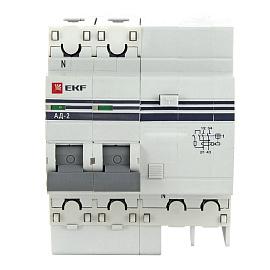 Выключатель автоматический дифференциального тока АД-2 16А 2П двухполюсный характеристика C 4,5kA 30мА тип AC, электронный  PROxima DA2-16-30-pro EKF