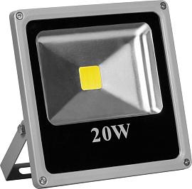 Прожектор светодиодный уличный LED 20 Вт LL-272 квадрат 1LED*20W желтый 230V серый IP65 200х185х45мм 12202 Feron