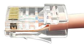 Разъем легкой оконцовки RJ-45 (8P8C) под витую пару, категория 6 (50 µ''/ 50 микродюймов), универсальный (для одножильного и многожильного кабеля) (100 шт.) PLEZ-8P8C-U-C6-100 Hyperline