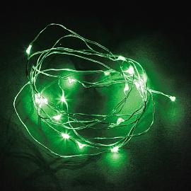 Гирлянда светодиодная линейная Роса, CL570 20 LED зеленый, батарейки 2*АА, 2м + 0.5м, прозрачный шнур, IP20 32366 Feron