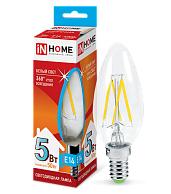 Лампа светодиодная 5 Вт E14 4000К 450Лм прозрачная 230В LED-СВЕЧА-deco 4690612007571 IN HOME