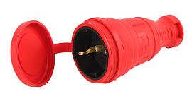 Разъем каучуковый с заземлением красный прямой 16A R8-RED-IP44 Б0044548 ЭРА