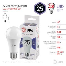 Лампа светодиодная 25 Вт E27 A65 6000К 2000Лм матовая 170-265В груша ( LED A65-25W-860-E27 ) Б0035336 ЭРА