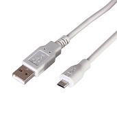 Кабель micro USB (male) штекер-USB-A (male) штекер, длина 1,8 метра, белый (PE пакет) REXANT 18-1164
