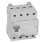 Выключатель автоматический дифференциального тока АВДТ DX3 25А 4П четырехполюсный N 30мА 400В 4 модуля 411759 Legrand