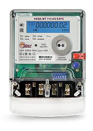 Счетчик электроэнергии однофазный многотарифный (2 тарифа) "НЕВА МТ 114 AS E4PC 5(60)A 220В.78 регион Тайпит (электросчетчик)