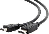 Кабель интерфейсный DisplayPort-HDMI Cablexpert 20M/19M 1.8м, черный, экран, пакет CC-DP-HDMI-6 Gembird