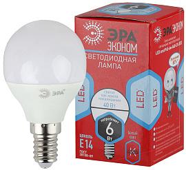 Лампа светодиодная 6 Вт E14 P45 4000К 480Лм матовая 220-240В шар ( ECO LED P45-6W-840-E14 ) Б0020628 ЭРА