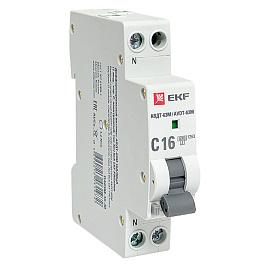 Выключатель автоматический дифференциального тока АВДТ 16А 2П двухполюсный характеристика C 6kA 30мА (1 модуль  электронный тип AС) АВДТ-63М DA63M-16-30 EKF