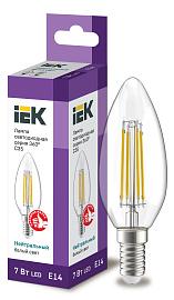 Лампа светодиодная 7 Вт LED C35 свеча прозрачная 230В 4000К E14 серия 360° LLF-C35-7-230-40-E14-CL IEK