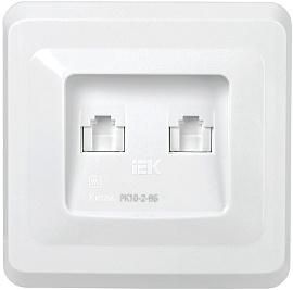 Розетка двухместная RJ45+RJ45 компьютерная РК10-2-ВБ  Cat5e белый ВЕГА (EKV25-K01-DM) IEK