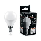 Лампа светодиодная 6 Вт E14 G45 2700К 460Лм матовый 230В шар белый теплый 38065 Feron