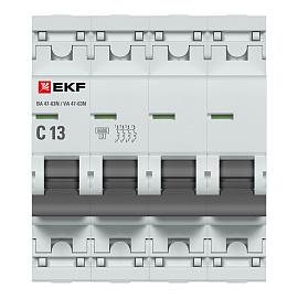 Автоматический выключатель 4P 13А (C) 6кА ВА 47-63N EKF PROxima