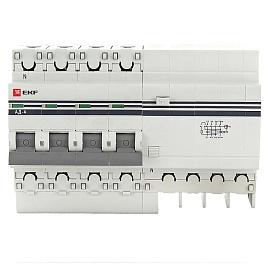 Выключатель автоматический дифференциального ток АД-4 25А 4П четырехполюсный характеристика C 4,5kA 100мА тип AC электронный защита 270В  PROxima DA4-25-100-pro EKF