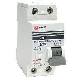 Выключатель дифференциального тока ВДТ (УЗО) 16А 2П двухполюсный 30мА PROxima elcb-2-16-30-em-pro EKF