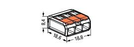 Клемма для 3 проводников универсальная с рычагом, прозрачная 0,14 - 4,0 мм²   221-413  WAGO