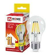 Лампа светодиодная 11Вт LED-A60-deco 230В Е27 3000К 990Лм прозрачная 4690612026121 IN HOME