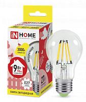 Лампа светодиодная LED-A60-deco 9Вт 230В Е27 3000К 810Лм прозрачная 4690612008066  IN HOME