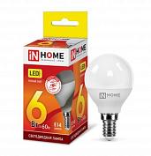 Лампа светодиодная LED-ШАР-VC 6Вт 230В E14 3000К 480Лм 4690612020501 IN HOME