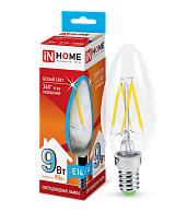 Лампа светодиодная LED-свеча-deco 9Вт 230В E14 4000К 810Лм прозрачная 4690612026206 IN HOME