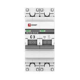 Выключатель автоматический 3А 2П двухполюсный характеристика C 4,5kA тип AC ВА47-63 PROxima mcb4763-2-03C-pro EKF