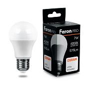 Лампа светодиодная 7 Вт E27 A60 2700К 560Лм матовый 230В шар белый теплый 38023 Feron