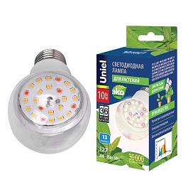 Лампа светодиодная для растений 10Вт Е27 А60 прозрачная спектр для фотосинтеза ФИТО UL-00007404 Uniel