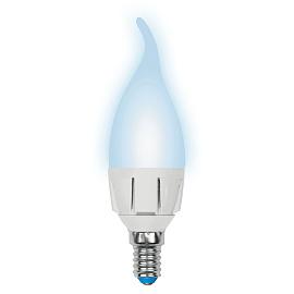 Лампа светодиодная 7 Вт E14 CW37 3000К 600Лм матовая 175-250В свеча на ветру Яркая ( LED-CW37 7W/NW/E14/FR PLP01WH ) UL-00002415 Uniel