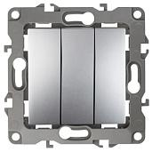 Выключатель ЭРА12 скрытой установки трехклавишный 10А IP20 алюминий ( 12-1107-03 ) Б0014671 ЭРА