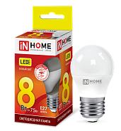 Лампа светодиодная    8Вт E27 P45 3000К 600Лм матовая 230В Шар LED-ШАР-VC 4690612020563 IN HOME