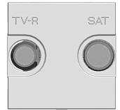 Накладка для розетки TV-R-SAT телевизионная + спутник  2 модуля Zenit серебро 2CLA225010N1301 ABB