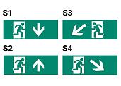 Наклейка S3 для ДСА-503 328*119 "Направление к эвакуационному выходу налево вниз" .5035157