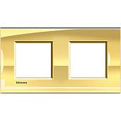 Рамка для розеток и выключателей прямоугольная, 2 поста, цвет Золото Livinglight LNA4802M2OALegrand