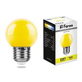 Лампа светодиодная 1 Вт E27 G45 матовая 230В шар желтый LB-37 25879 Feron