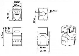 Вставка Keystone Jack RJ-45(8P8C), категория 6, тип 180 градусов, белая KJ8-8P8C-C6-180-WH Hyperline