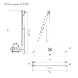 Доводчик дверной 430 ISPARUS от 50 до 110 кг белый 17109 НОРА-М