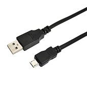 Кабель micro USB (male) штекер-USB-A (male) штекер, длина 1,8 метра, черный (PE пакет) REXANT 18-1164-2