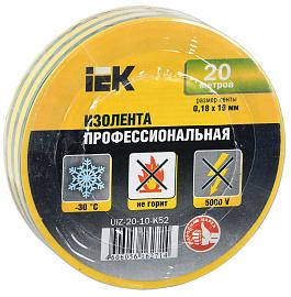 Изолента ПВХ желто-зеленая полосатая 19х20м UIZ-20-10-K52 IEK