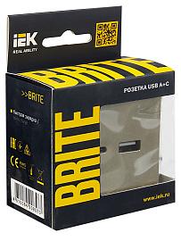 BRITE С/У шампань Розетка USB A+C 18Вт РЮ11-1-БрШ IEK