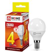 Лампа светодиодная LED-ШАР-VC 4Вт 230В E14 3000К 360Лм 4690612030517 IN HOME